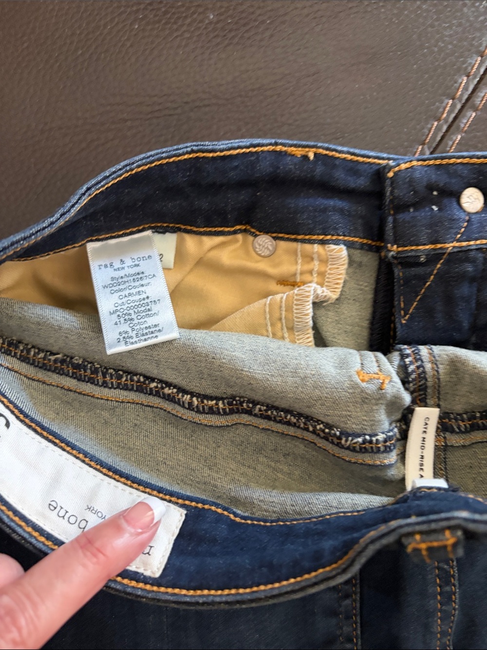 rag & bone Indigo Skinny Jeans with Faded Whiskering - Picture 4 of 4